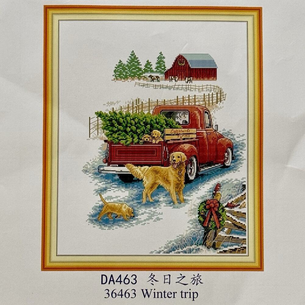 Joy Sunday Cross Stitch Kit 36463 Winter Trip Pre-printed Fabric Arts & Crafts